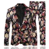 Men's Suits 2023 Floral Suit Two Pieces Casual (Jacket Pant ) For Wedding &Party Single Breasted Coat Unique Design Male