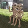 Andere Veranstaltung Partyzubehör Harz Alien Statue UFO Skulptur Figur Outdoor Haus Garten Dekor Halloween Ornamente Hof Dekoration Miniaturen Q231010