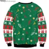 Kadın Sweaters Erkek Kadınlar Çirkin Noel Sweaters Jumpers Üstler Mutlu Yıllar İsa Sweater Green 3d Komik Baskılı Tatil Partisi Noel Sweatshirtl231010