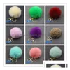 Party Favor Rabbit Fur Ball Plush Fuzzy Key Chain Pom KeyChain Car Bag Ring Pendant Jewelry HHA3472 Home Garden Festive Party Supplies DH7CS