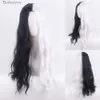 Acessórios de fantasia Cosplay Festa de Halloween Perucas CRU Deville De Vil Preto Branco com Franja Cabelo Bob Curto para Mulheres Peruca Sintética Resistente ao CalorL231010