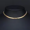 Kedjor 100% rostfritt stål Flat HerringBone -kedjhalsband för kvinnor Guld Silverfärg Colavicle Blade Snake Choker Halsband 2 5M248L