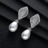 Dangle Earrings Luxury Classics Pearl Waterdrop For Women Wedding Cubic Zirconia Dubai Bridal Costume Jewelry A0126