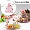 Jewelry Pouches 100 PCS 9X12cm Heart Printed Pink Organza Bags Pouch Drawstring Wedding Favors Candy Gift