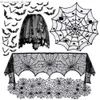 Andra evenemangsfestleveranser Halloween Black Spider Web Lace TABLEDCLOTH BAT SPIDER ODEPACE Curtain Tyg Halloween Party Decoration Home Horror Props 2023 Q231010