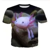 最新のファッションメンズ女性axolotl動物サマースタイルティー3DプリントカジュアルTシャツトップスプラスサイズBB0184222F