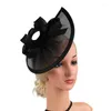 Basker bröllop kvinnor fascinator topp hatt pannband hår tillbehör retro cocktail te party huvudbonad brud huvudstycke chapeau femme