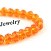 Bracciale con perline di cristallo sfaccettato di colore arancione da 8 mm per le donne Braccialetti elastici stile semplice 20 pezzi / lotto Whole2227