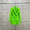 Kvinnors jackor jacka 2023 Autumn and Winter Y2k Green Laser Wave Edge Lapel Long Sleeve Suit Fashion Personaled Peplum Coat Tops