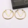 Mode Schichten Gold Silber Ohrringe Buchstaben Baumeln Hoop Ohrring Ohrstecker Für Frauen Mädchen Hochzeit Party Jewelr Designer Ohrstecker 240N