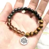 MG0825 Nuovo design Quarzo fumé Bracciale Mala Bracciale in pietra occhio di tigre naturale Bracciale 8 mm Tormalina nera Ematite Energia Yoga Bracciale236R