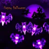 Other Event Party Supplies 10/20/30leds Halloween Bat Light String Solar/Battery Powered Bats Fairy Lights for Christmas New Year Holiday Home Party Decor Q231010