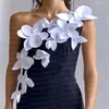 Feestjurken Wit en Zwart Elegant Zeemeermin Prom Eén schouder 3D Bloemen Formele Lange Jurk Dames Avond Pageant Jurken Aangepaste Ma3087