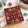 Decoraciones navideñas 16 unids / caja 6 CM Adornos de bolas de Navidad Champán Oro Rojo Brillo Bola de espuma Artesanía para árbol de Navidad Colgante Colgante Regalo Navidad 231010