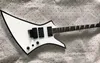 ome 6 String Electric Guitar Finish Gloss White Black Binding