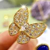 Rücken Ohrringe Marke vergoldet 18 Karat Gold Frauen blau Lapis Schmetterling Hochzeit Schmuck Geschenke Set Luxus 925 Silber Ohrring Halskette Brace241Q