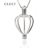 Cluci Heart Cage Pendant 925 Sterling Silver Pearl Pendant 3st Beads Holder Accessories for Women Authentic Silver Jewelry S1810215K