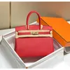 A Birknns Luxury Bag Classic 2024 New Wax Thread Togo Calf Leather Litchi Pattern Genuine Women's Lock Buckle Handbag HTSY