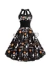 Theme Costume 2023 New Retro Costumes Halloween Dresses for Women Swing Robe Skull Pumpkin Print Sexy Halter Rave Party Dresses Female Vestido x1010