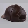 Ball Caps Winter Genuine Leather Patchwork Baseball Caps For Men Warm Cowhide Golf Peaked Dome Hats Male Letters Adjustable 231009