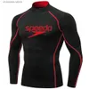 T-shirts pour hommes Hommes Natation TightsT Shirt Surf Rash Guard Protection à manches longues Skins de base Surf Plongée Maillot de bain Tees Rashguard Gym Vêtements T231010