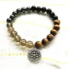 MG0825 Nuovo design Quarzo fumé Bracciale Mala Bracciale in pietra occhio di tigre naturale Bracciale 8 mm Tormalina nera Ematite Energia Yoga Bracciale236R