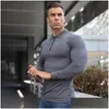 Мужские поло Мужские весенние однотонные рубашки с длинным рукавом Slim Fit S Модные уличные топы Мужские хлопковые фитнес-спортивные повседневные рубашки для гольфа Appare Dhjxt