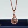 Pendants 585 Purple Gold Gourd Abacus Pendant In Plated 14K Rose Ethnic Style Hollow Out Charm Party Jewelry For Women Gift