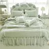 寝具セットグリーンレース刺繍セット韓国スタイルプリンセスフリルコットン砂漠カバーベッドスカートスカート枕カバー