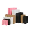 포장 가방 도매 종이 선물 가방 손잡이 검은 갈색 분홍색 흰색 색상 의류 보석 가게 가방 랩 재활용 가능한 파우치 사무실 Dhojz