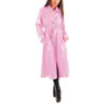 Women's Trench Coats Sexy Wet Look PVC Leather Turn-down Collar Midi For Womens Shiny Faux Button-Up Long Sleeve Dress With Belt