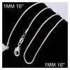 Chains 1Mm 925 Sterling Sier Smooth Snake Chains Women Necklaces Jewelry Chain Size 16 18 20 22 24 26 28 30 Inch Wholesale Jewelry Nec Dh1Va