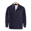 Chandails pour hommes Haute qualité même marque hommes automne hiver câble 100% coton tricot pulls fermeture éclair col montant pulls Pull Homme 8509 231010