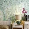 Bakgrunder Green Garden Flowers Purple Wallpaper vardagsrum sovrum Klädbutik Modern enkel färsk nordisk stil