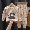 Pajamas Kids Boys Girls Pajama Sets Cartoon Print Long Sleeve Cute TShirt Tops with Pants Toddler Baby Autumn Sleeping Clothes 231010