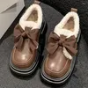 Scarpe eleganti Inverno Fiocco Mocassini Tendenza Piattaforma Donna Appartamenti Breve Peluche Marie Jane Stivali 2024 Fad Lolita Studente Casual Femme