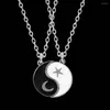 Pendentif Colliers 2pcs / Set d'acier inoxydable Yin et Yang Collier Puzzle Personnalité Tendance Anniversaire Couple Cadeau Bijoux