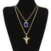 Collana con rubini ghiacciati Set Marca Micro Ruby Angel Jesus Wing Ciondolo Collana Hip Hop Gioielli maschili Whole338f