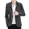 Costumes pour hommes Blazer blanc hommes rayé coupe ajustée veste de costume homme mode décontracté homme Blazers noir loisirs kaki manteau