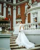 2023 ottobre arabo Aso Ebi Plus Size sirena di pizzo bianco abito da sposa in rilievo fiori fatti a mano abiti da sposa abiti ZJ066