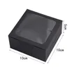Caixa de doces de papel Kraft preto com janela Caixa de bolo de embalagem de casamento Caixas de embalagem de presente LX6155