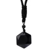 Pendentif Colliers Mode Black Obsidian Collier Star Lucky Love Crystal Bijoux Hommes Femmes Pull Chaîne