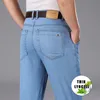 Jeans da uomo Smokey Grey Straight Baggy Men Lyocell Comodo Business Casual Moda maschile Marchio di abbigliamento Pantaloni in denim 231009