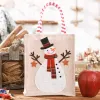 Christmas Canvas Three-dimensional Embroidered Tote Bag Linen Reusable Child Gift Candy Storage Bag Shopping Bags Christmas 1010