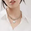 Tiff Necklace Designer luxury fashion jewelry 925 Silver New Heart shaped Love Pendant Fashion Versatile Necklace Personalized Ins Style jewelry accessory