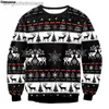 Suéteres femininos Homens Mulheres Rena Feio Suéter de Natal Xmas Crew Neck Moletom 3D Árvore de Natal Floco de Neve Impressão Festa de Natal Jumpers TopsL231010