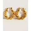 Earrings CLNE Designer Luxury Fashion Women Jewelry Brass Plated Genuine Gold Hemp Pattern Earrings Spiral Round Ear Buckle Middle Vintage Accessories