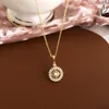 Pendentifs À la mode exquis 14k véritable or charme Astrolabe chaîne collier pour les femmes de haute qualité pendentif bijoux Bling Zircon cadeau de fête