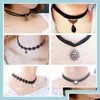 Chokers Chokers Lolita Veet Black Lace Punk Vintage Style Charms Pendant Necklaces Jewelry For Sale Drop Delivery Pendants Dhmzp Dhrnt