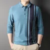 Polos pour hommes Top Grade Fashion Designer Plain Brand Polo Shirt Regular Fit Casual Rayé Coréen Tops à manches longues Hommes Vêtements 231009
